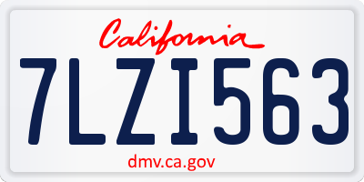 CA license plate 7LZI563
