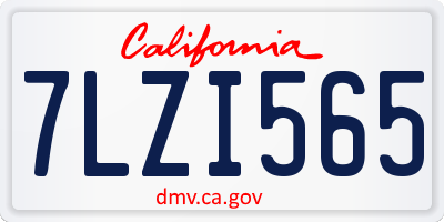 CA license plate 7LZI565