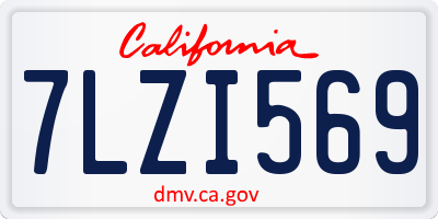 CA license plate 7LZI569