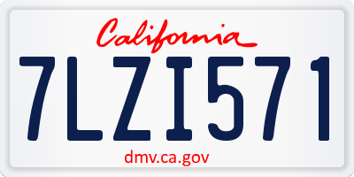 CA license plate 7LZI571