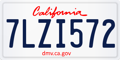 CA license plate 7LZI572