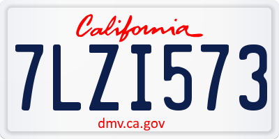 CA license plate 7LZI573