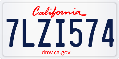 CA license plate 7LZI574