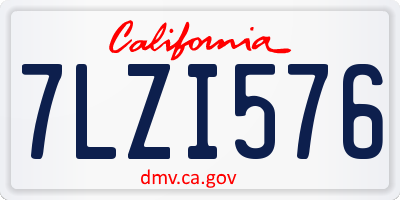 CA license plate 7LZI576