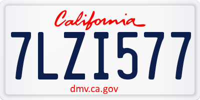 CA license plate 7LZI577