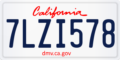 CA license plate 7LZI578