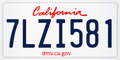 CA license plate 7LZI581