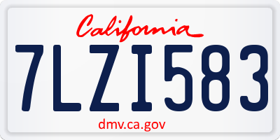 CA license plate 7LZI583