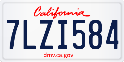 CA license plate 7LZI584