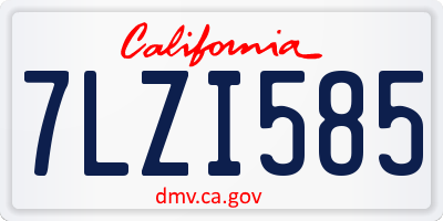 CA license plate 7LZI585