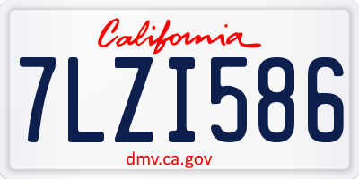 CA license plate 7LZI586