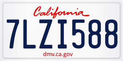 CA license plate 7LZI588