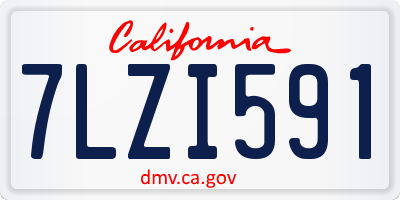 CA license plate 7LZI591