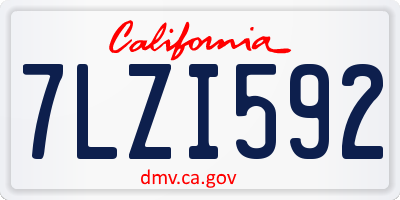 CA license plate 7LZI592