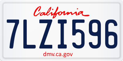 CA license plate 7LZI596