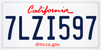 CA license plate 7LZI597
