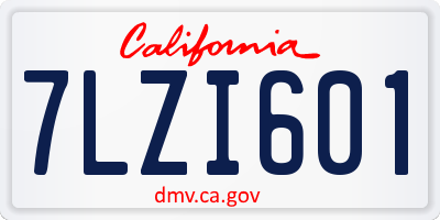 CA license plate 7LZI601