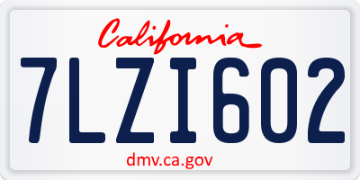 CA license plate 7LZI602