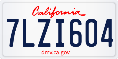 CA license plate 7LZI604