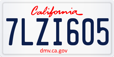 CA license plate 7LZI605