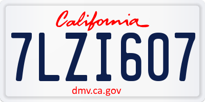 CA license plate 7LZI607