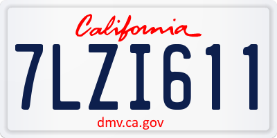 CA license plate 7LZI611