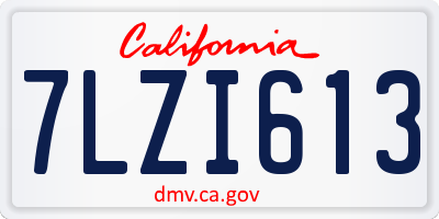CA license plate 7LZI613