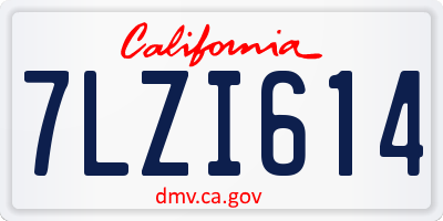 CA license plate 7LZI614