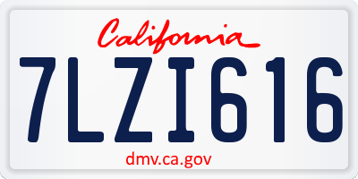 CA license plate 7LZI616