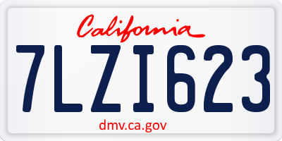 CA license plate 7LZI623