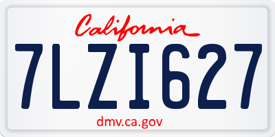 CA license plate 7LZI627