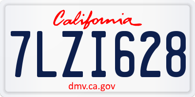 CA license plate 7LZI628