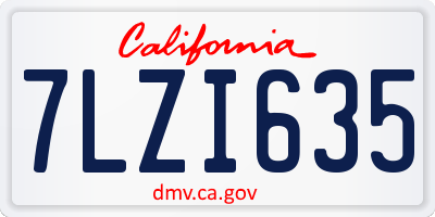 CA license plate 7LZI635