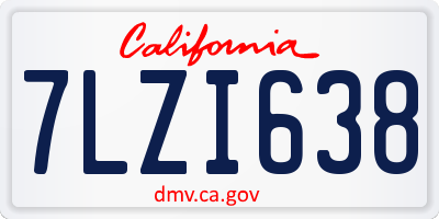 CA license plate 7LZI638