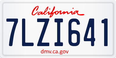 CA license plate 7LZI641