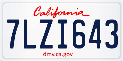 CA license plate 7LZI643