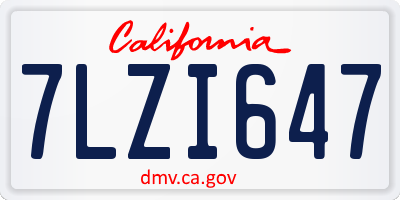 CA license plate 7LZI647