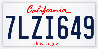 CA license plate 7LZI649