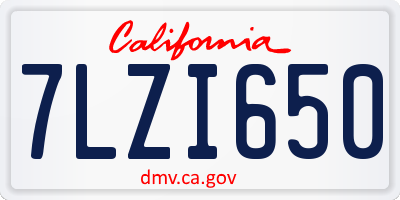 CA license plate 7LZI650