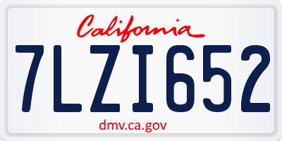 CA license plate 7LZI652