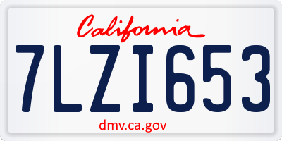 CA license plate 7LZI653