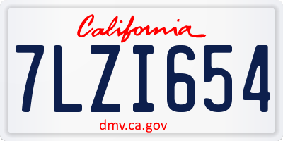 CA license plate 7LZI654