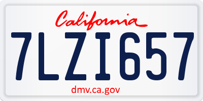CA license plate 7LZI657