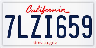 CA license plate 7LZI659
