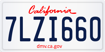 CA license plate 7LZI660