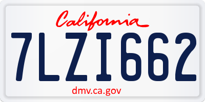 CA license plate 7LZI662