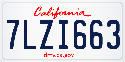 CA license plate 7LZI663