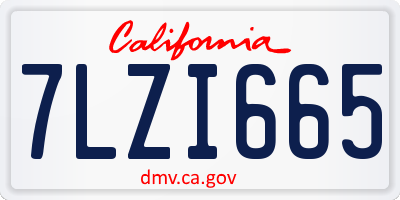 CA license plate 7LZI665