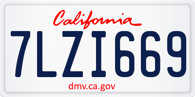CA license plate 7LZI669