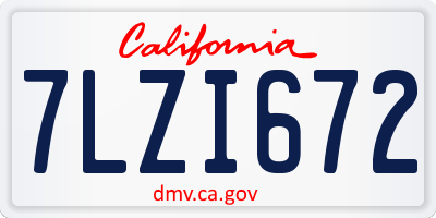CA license plate 7LZI672